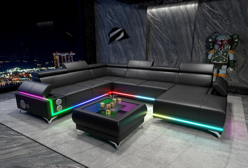 Raya - Black Coffee Table with 3D Infinity LED Light - CT4045-C-Black