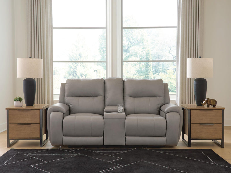 Real Moments Ash Power Reclining Loveseat with Audio Seating - PCU1370018A