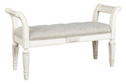 Realyn Antique White Accent Bench - Gate FurnitureAccent Bench
