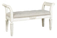 Realyn Antique White Accent Bench - Gate FurnitureAccent Bench