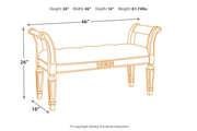 Realyn Antique White Accent Bench - Lara FurnitureAccent Bench