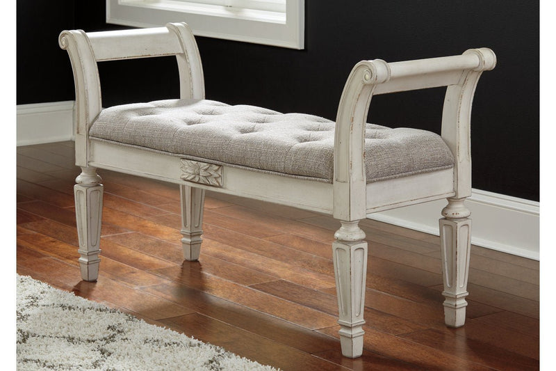 Realyn Antique White Accent Bench - Lara FurnitureAccent Bench