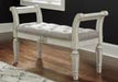 Realyn Antique White Accent Bench - Gate FurnitureAccent Bench