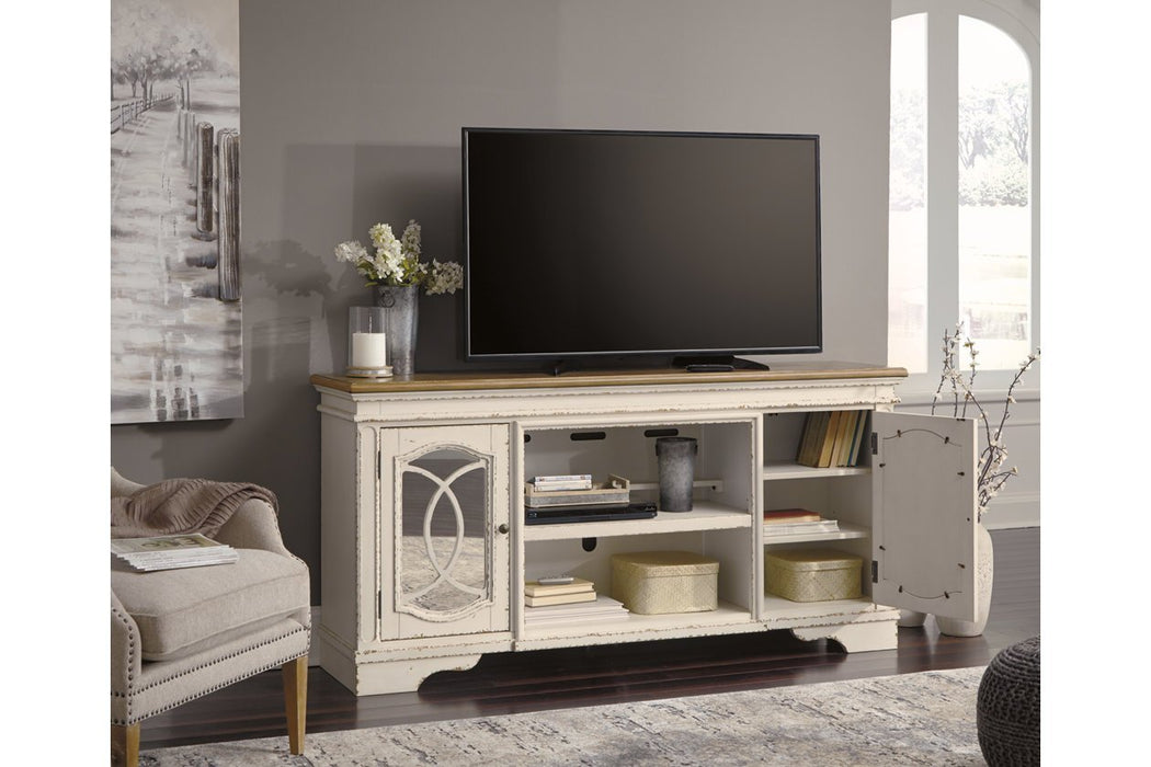 Realyn Chipped White 74" TV Stand - Gate FurnitureTV Stand
