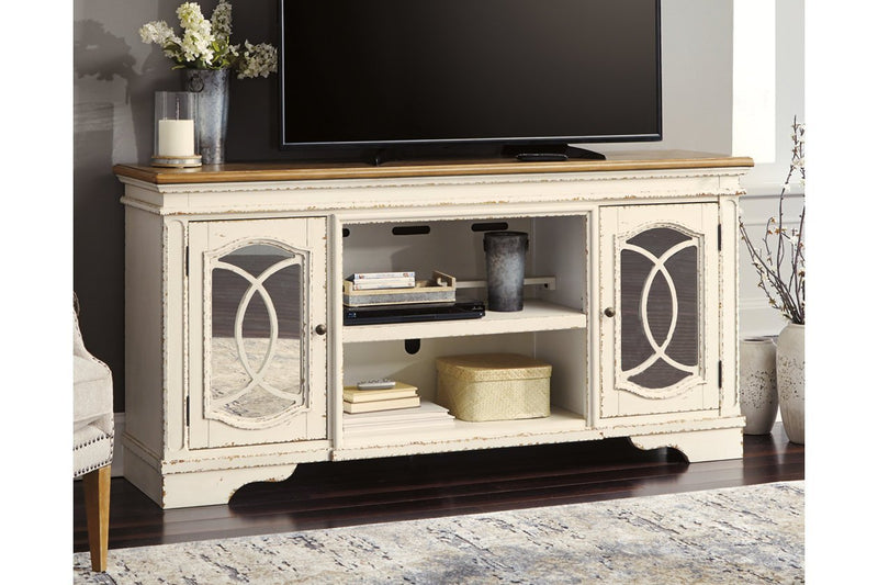 Realyn Chipped White 74" TV Stand - Lara FurnitureTV Stand