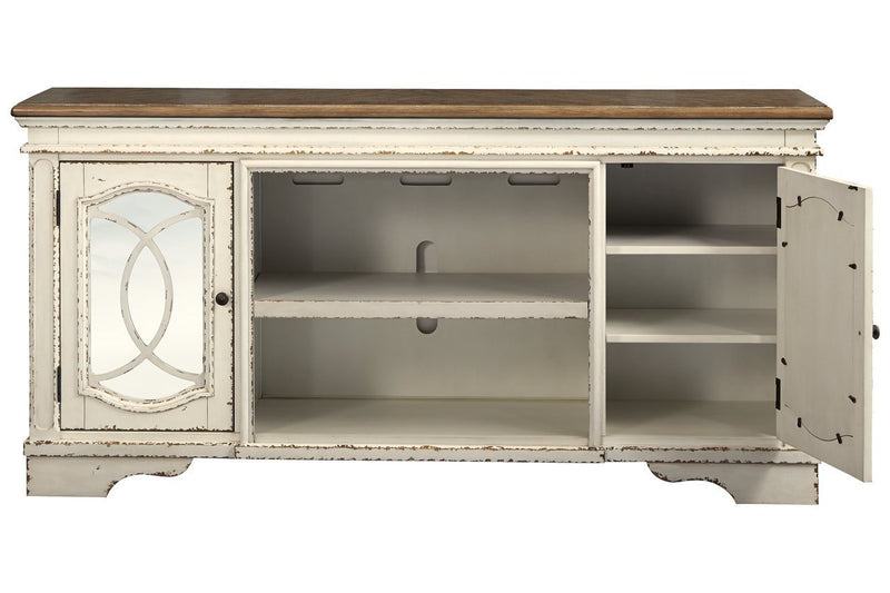 Realyn Chipped White 74" TV Stand - Lara FurnitureTV Stand
