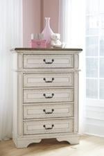Realyn Chipped White Chest of Drawers - Lara FurnitureChest