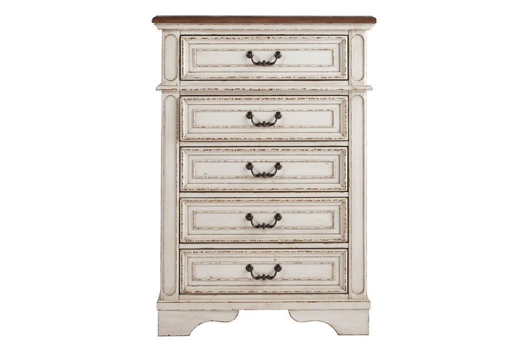 Realyn Chipped White Chest of Drawers - Gate FurnitureChest