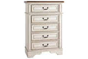 Realyn Chipped White Chest of Drawers - Lara FurnitureChest