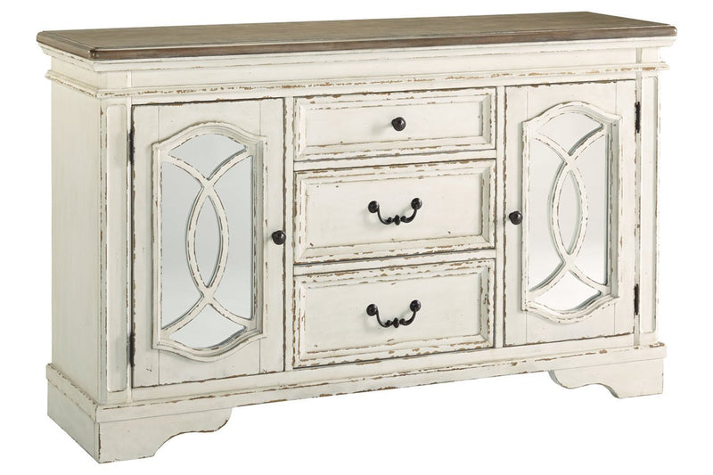 Realyn Chipped White Dining Server - Lara FurnitureCabinet