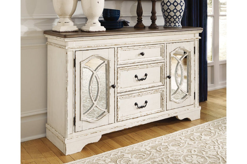 Realyn Chipped White Dining Server - Lara FurnitureCabinet