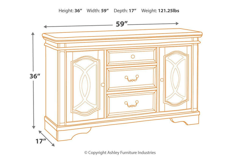 Realyn Chipped White Dining Server - Lara FurnitureCabinet