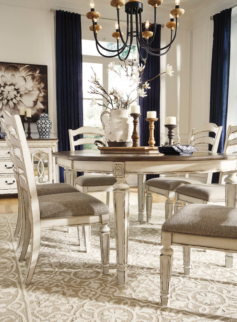 Realyn Chipped White Extendable Round/Oval Ladder Dining Set - Lara FurnitureDining Room Set