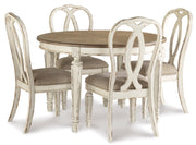 Realyn Chipped White Extendable Round/Oval Ribbon Dining Set - Lara FurnitureDining Room Set