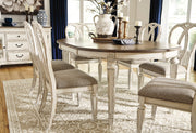 Realyn Chipped White Extendable Round/Oval Ribbon Dining Set - Lara FurnitureDining Room Set