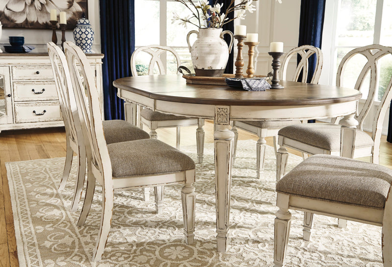 Realyn Chipped White Extendable Round/Oval Ribbon Dining Set - Lara FurnitureDining Room Set