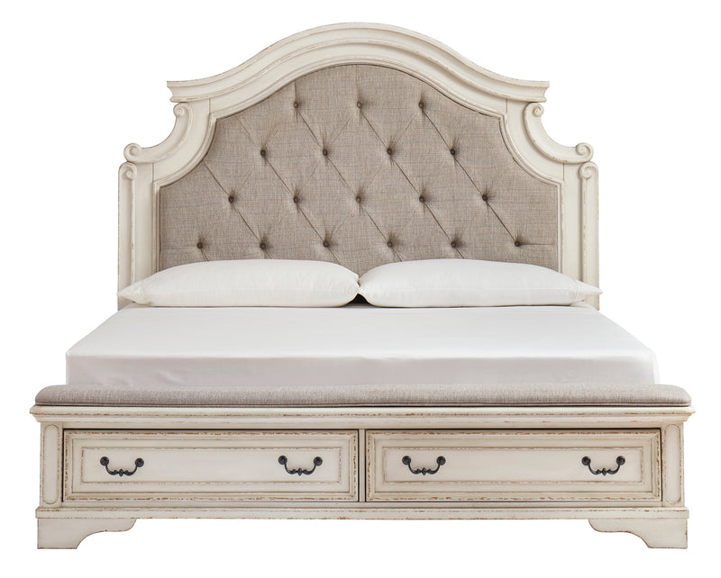 Realyn Chipped White Footboard Storage Platform Bedroom Set - Lara FurnitureBedroom Set