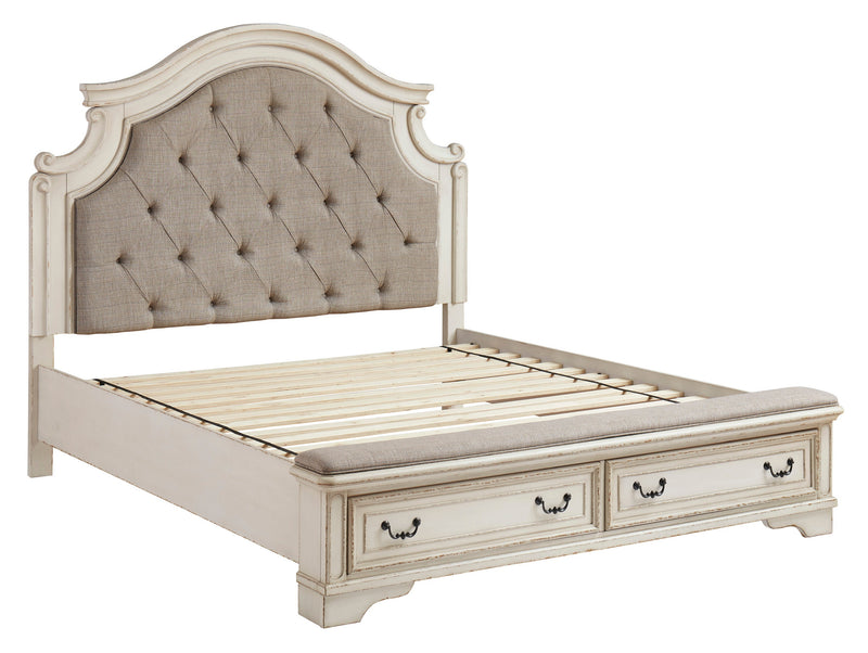 Realyn Chipped White Footboard Storage Platform Bedroom Set - Lara FurnitureBedroom Set