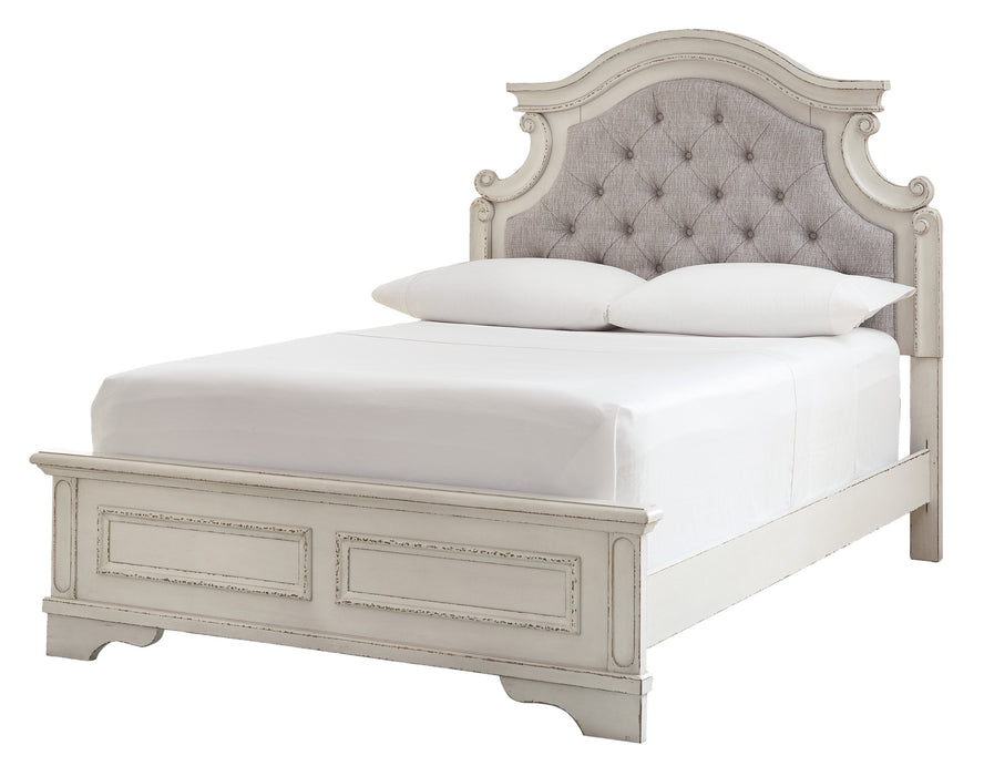 Realyn Chipped White Full Upholstered Bed - Gate FurnitureFull Bed