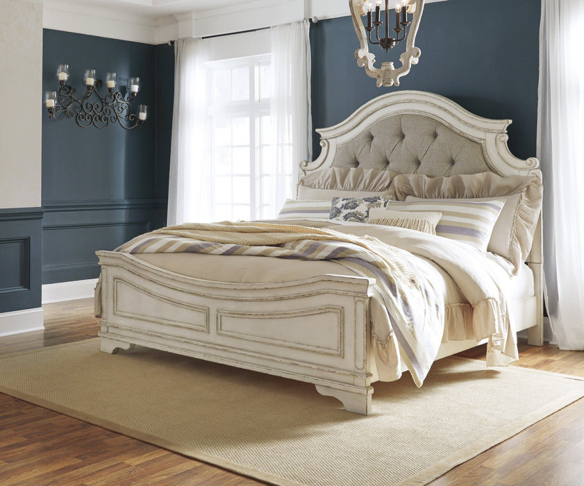 Realyn Chipped White King Panel Bed - Gate FurnitureKing Bed