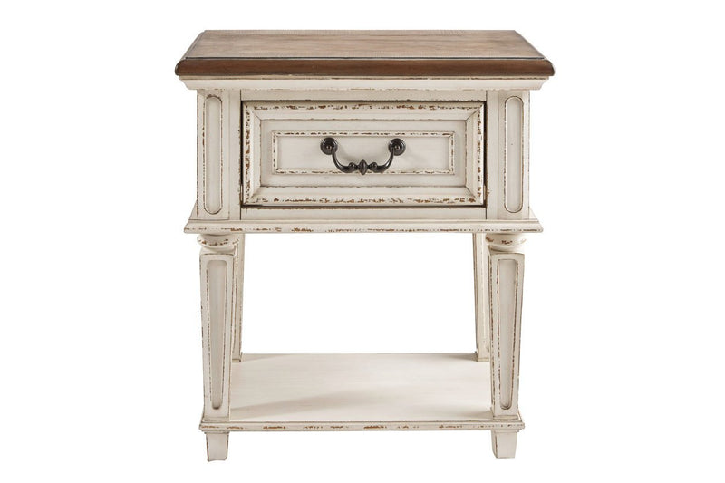 Realyn Chipped White Nightstand - Lara FurnitureNightstand
