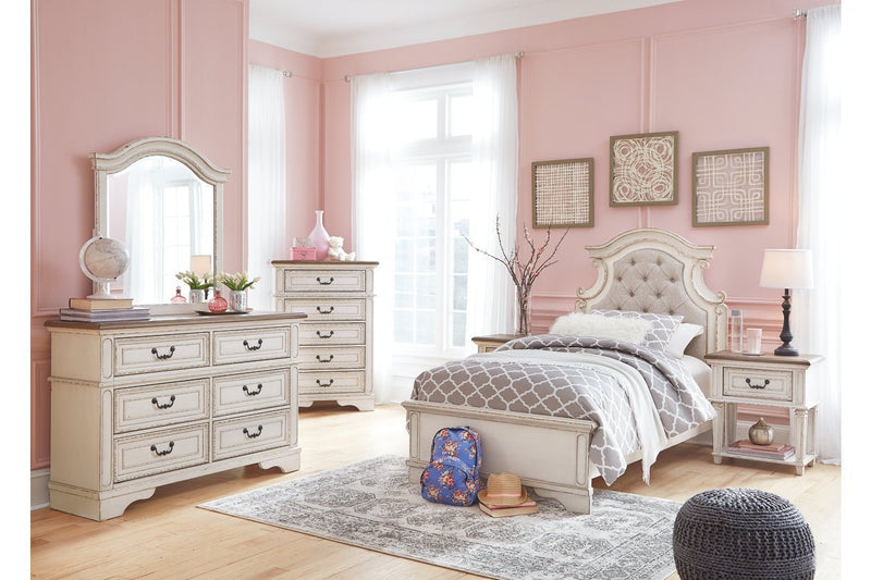 Realyn Chipped White Nightstand - Lara FurnitureNightstand