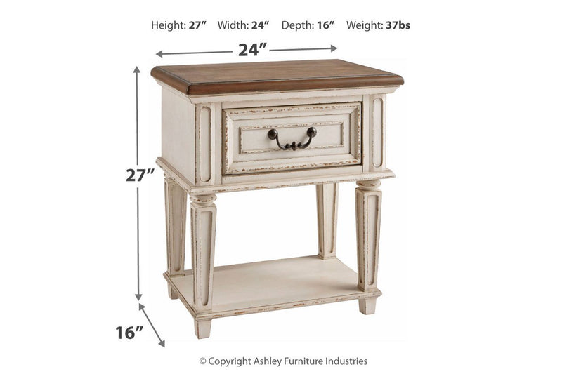 Realyn Chipped White Nightstand - Lara FurnitureNightstand
