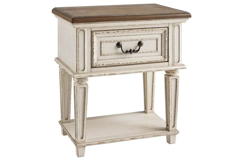 Realyn Chipped White Nightstand - Lara FurnitureNightstand