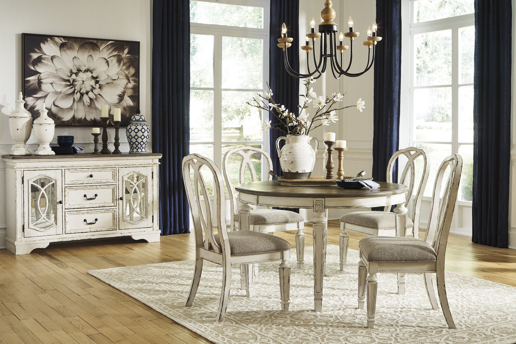 Realyn Chipped White Oval Dining Room Set - Gate FurnitureDining Room Set