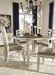 Realyn Chipped White Oval Dining Room Set - Gate FurnitureDining Room Set