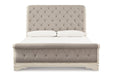 Realyn Chipped White Queen Sleigh Bed - Gate FurnitureQueen Bed