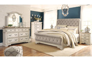 Realyn Chipped White Queen Sleigh Bed - Lara FurnitureQueen Bed