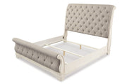 Realyn Chipped White Queen Sleigh Bed - Lara FurnitureQueen Bed
