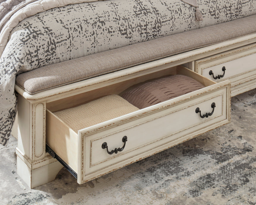 Realyn Chipped White Queen Storage Panel Bed - Gate FurnitureQueen Bed