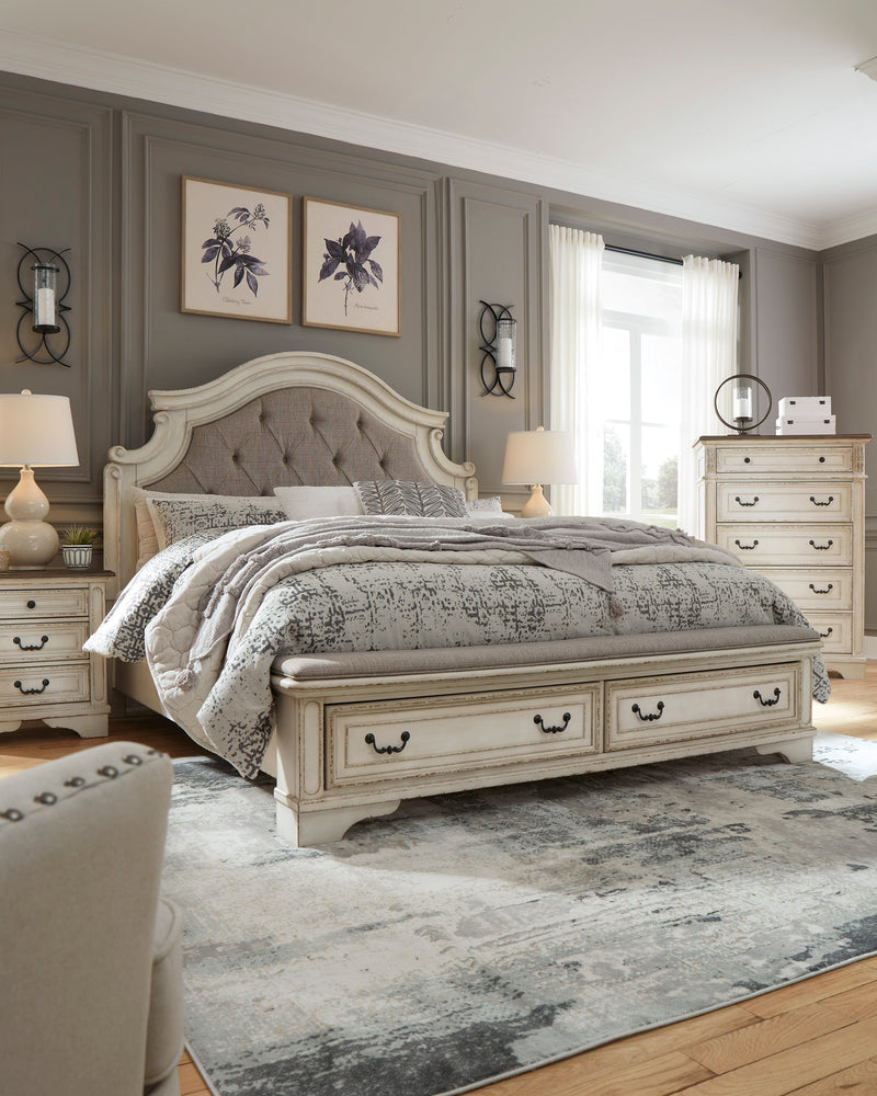 Realyn Chipped White Storage Panel Bedroom Set - Gate FurnitureBedroom Set