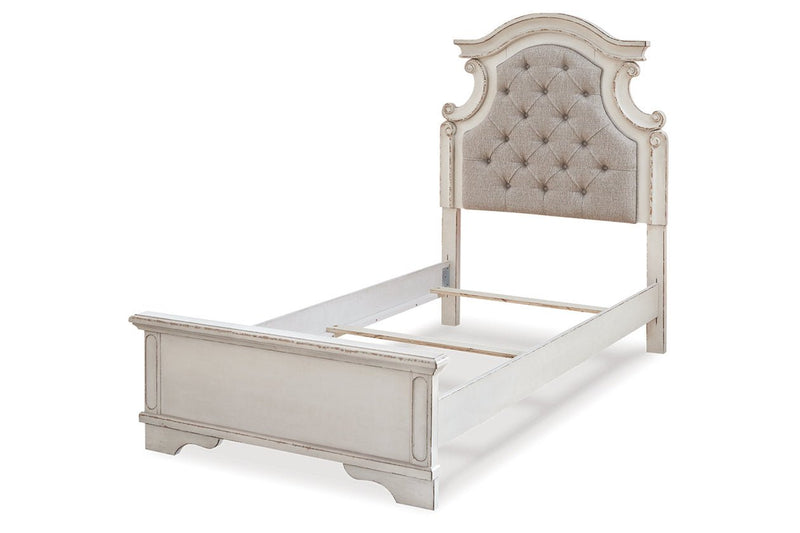 Realyn Chipped White Twin Panel Bed - Lara FurnitureTwin Bed
