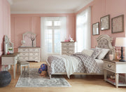 Realyn Chipped White Upholstered Panel Youth Bedroom Set - Lara FurnitureYouth Bedroom Set