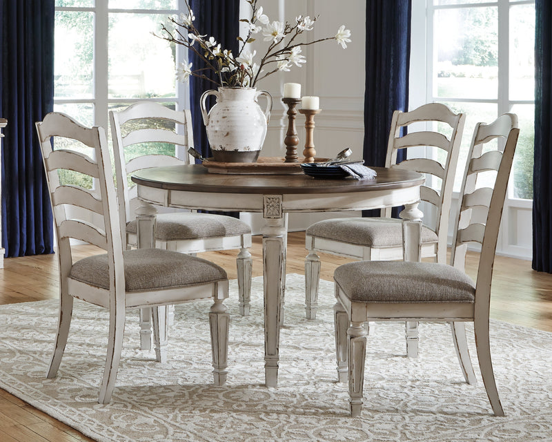 Realyn Chipped White 5-Piece Oval/Round Dining Table Set from Ashley - Lara Furniture