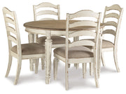 Realyn Chipped White 5-Piece Oval/Round Dining Table Set from Ashley - Lara Furniture