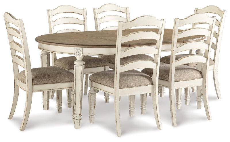 Realyn Chipped White 7-piece Oval/Round Dining Table Set from Ashley - Lara Furniture