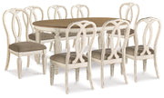 Realyn Chipped White Dining Table and 8 Ribbon Back Chairs from Ashley - Lara Furniture
