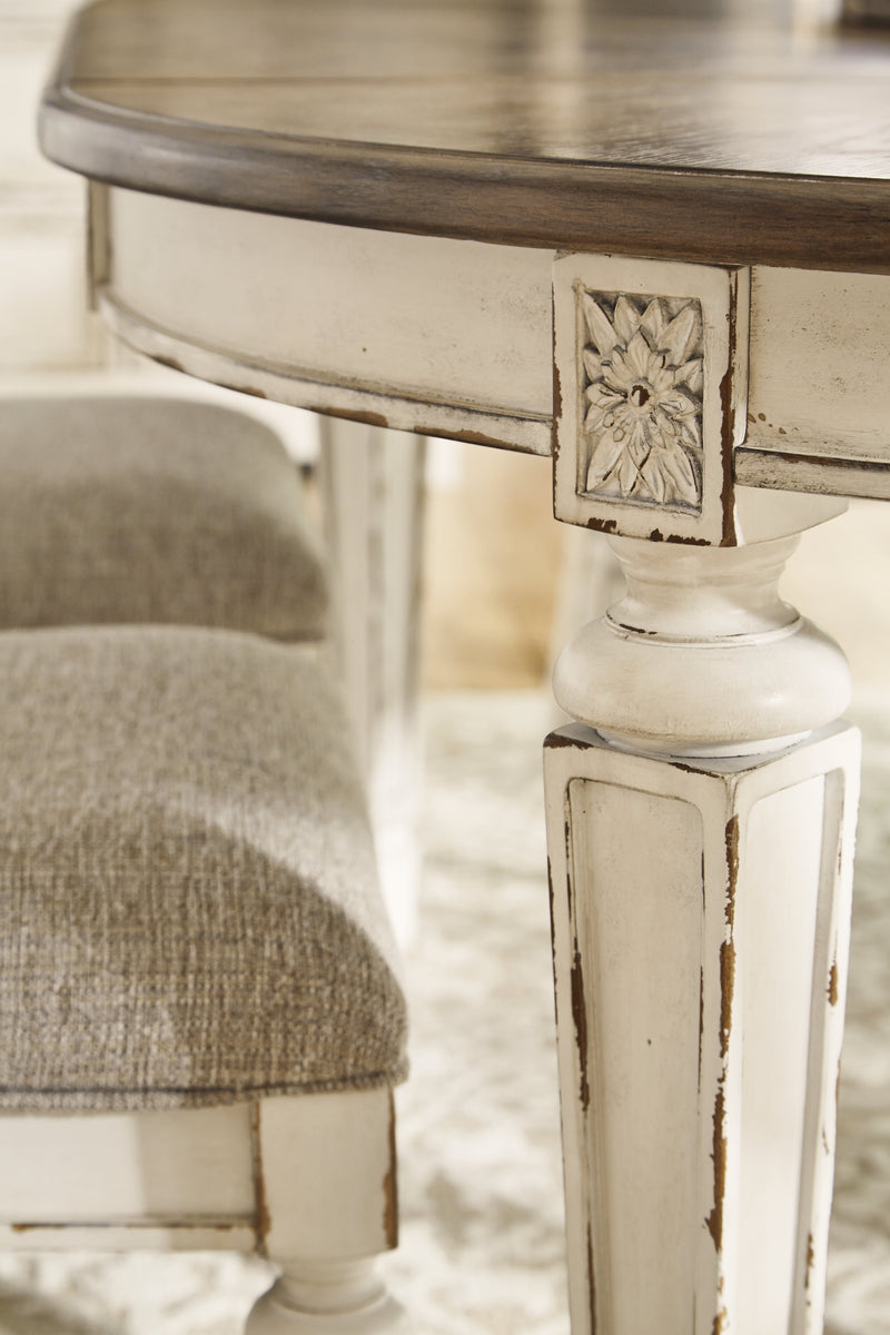 Realyn Chipped White Dining Table and 8 Ribbon Back Chairs from Ashley - Lara Furniture