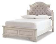 Realyn Full Panel Bed with Mirrored Dresser, Chest and Nightstand in Chipped White from Ashley - Lara Furniture