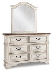 Realyn Full Panel Bed with Mirrored Dresser, Chest and Nightstand in Chipped White from Ashley - Lara Furniture