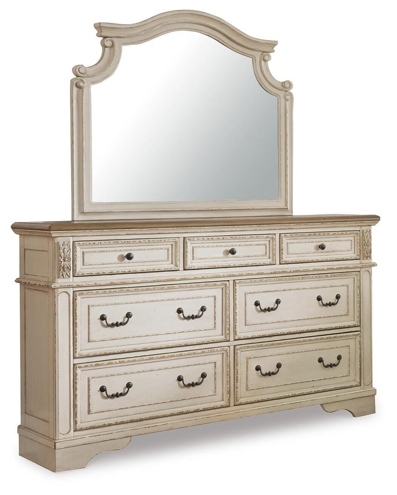 Realyn Full Upholstered Panel Bed, Dresser, Mirror, Chest and Nightstand - B743B104