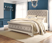 Realyn King Sleigh Bed with Dresser in Chipped White - PKG006655