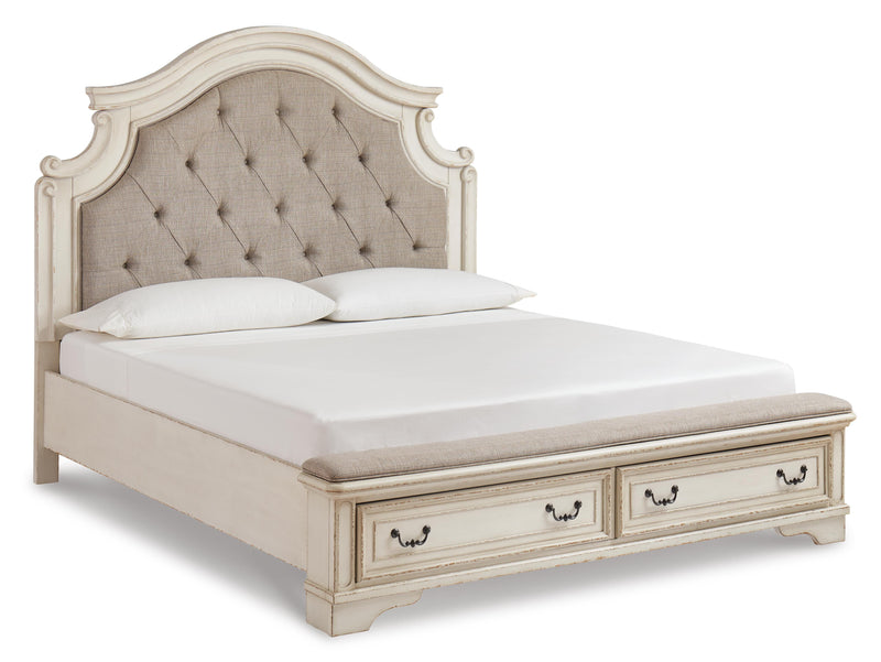 Realyn King Upholstered Bed with Mirrored Dresser and Chest in Two-tone - PKG010792