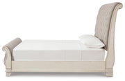 Realyn King Upholstered Sleigh Bed, Dresser and Nightstand - B743B108