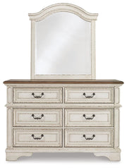 Realyn Two-tone Full Upholstered Panel Bed, Dresser, Mirror, Chest and 2 Nightstands - B743B77