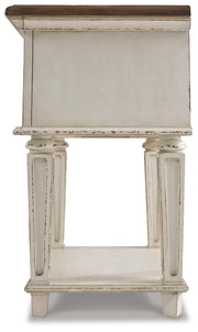 Realyn Two-tone Full Upholstered Panel Bed, Dresser, Mirror, Chest and 2 Nightstands - B743B77
